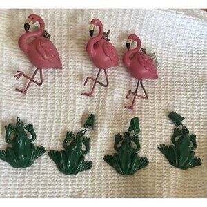 Pink Flamingo Clip-on Tablecloth Corner Anchors Set of 3 Green Frog Set 4